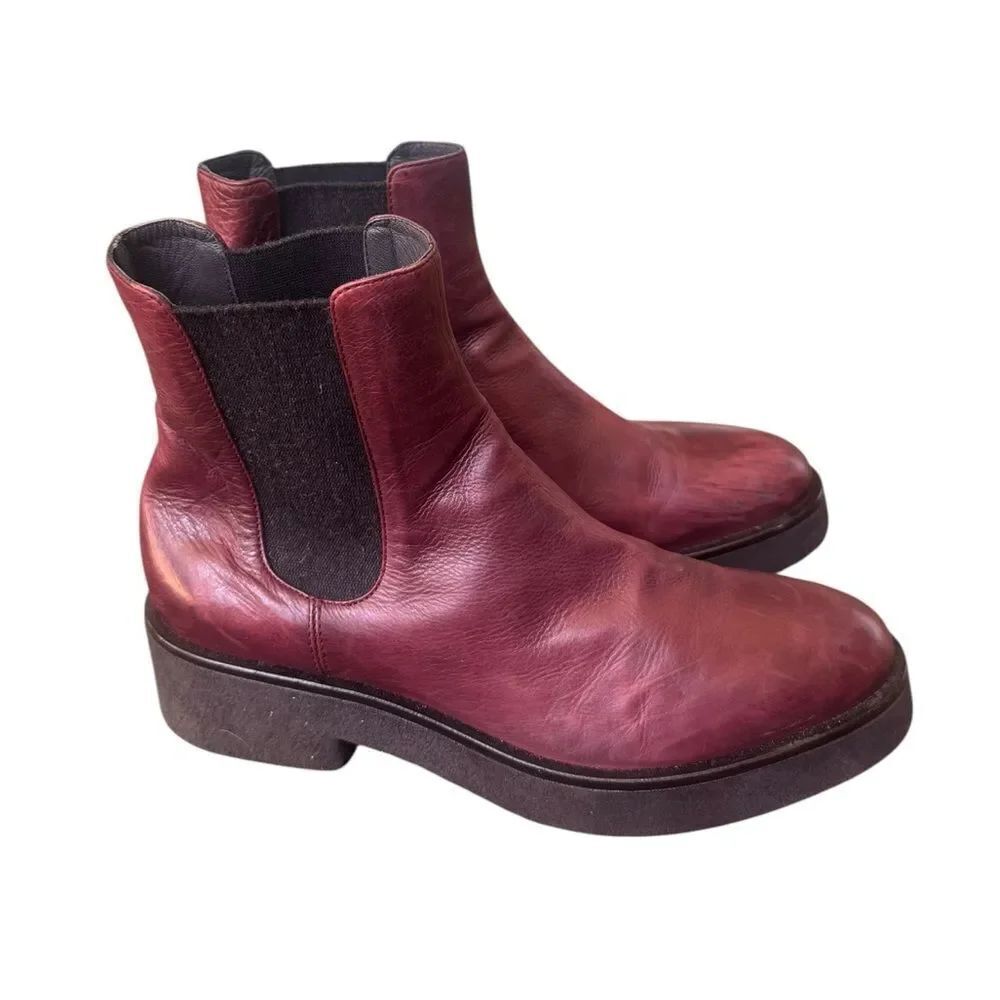 No. 6 Store Leather Ankle Chelsea Boots in Burgundy 10 women’s